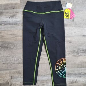 Zumba Fitness Black Leggings with Neon Green Accents